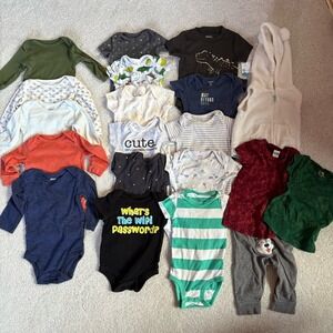 Baby boy clothing bundle 3-6 month sizes long short sleeve body suits 20 items